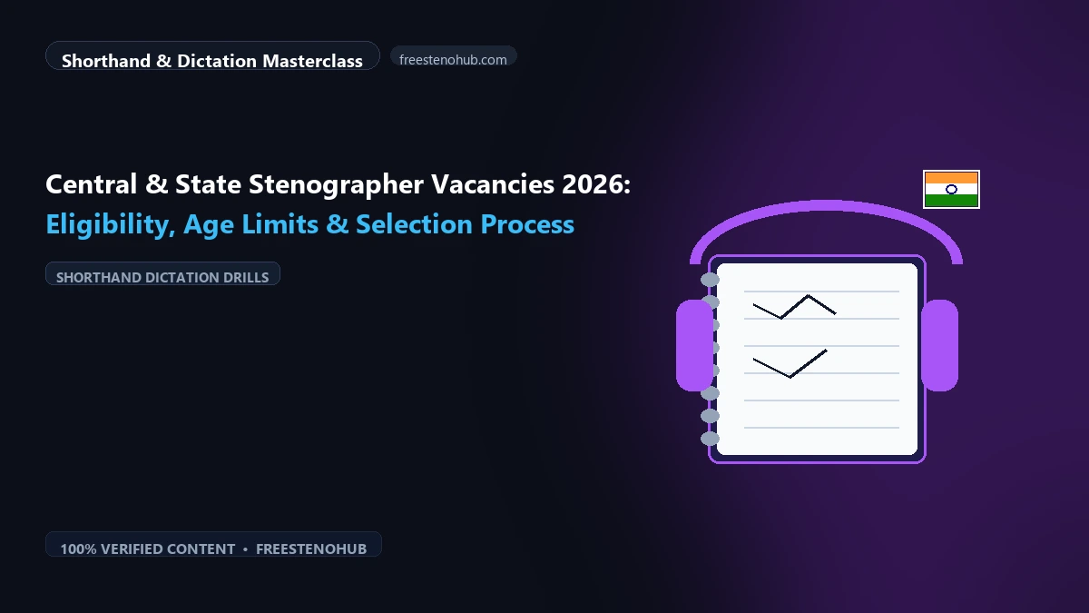 Central & State Stenographer Vacancies 2026: Eligibility, Age Limits & Selection Process