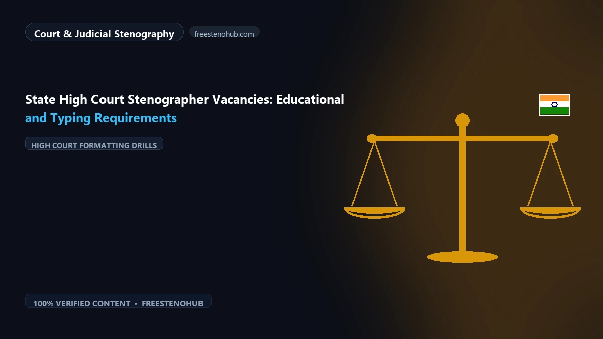 State High Court Stenographer Vacancies: Educational and Typing Requirements