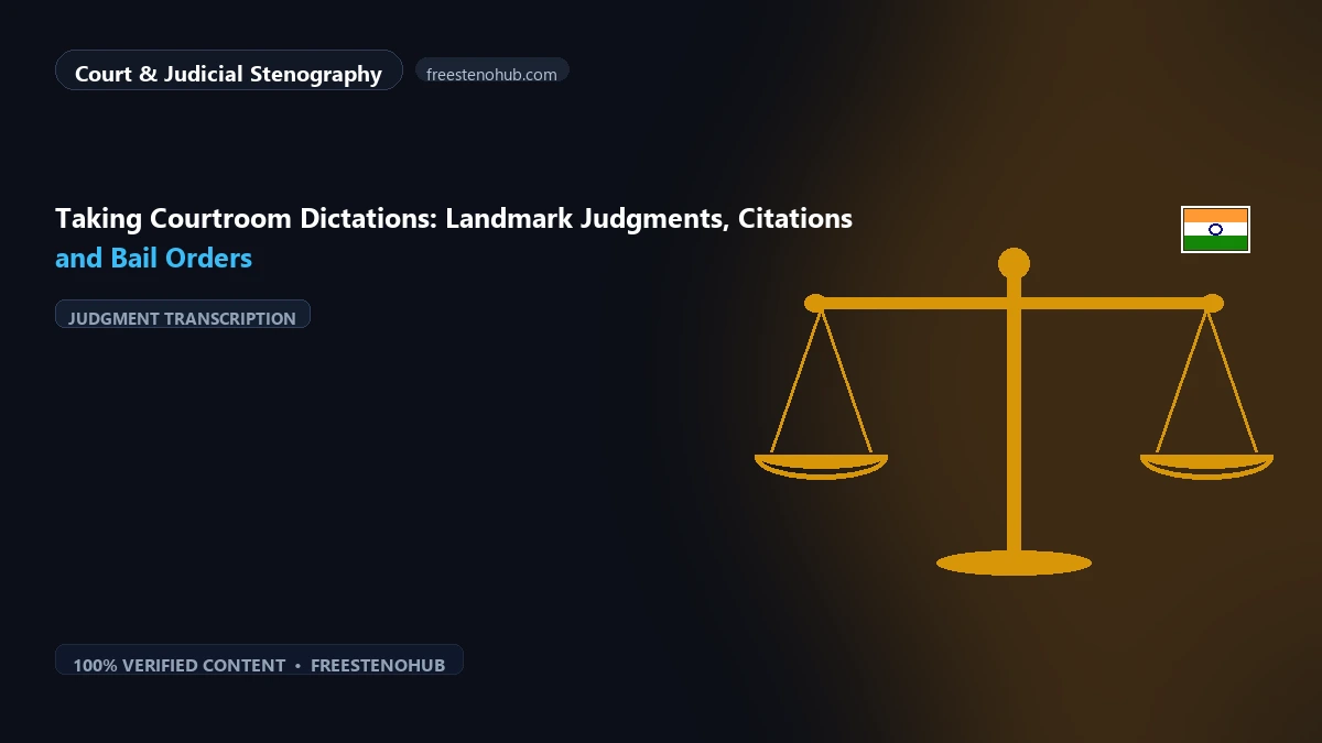 Taking Courtroom Dictations: Landmark Judgments, Citations and Bail Orders