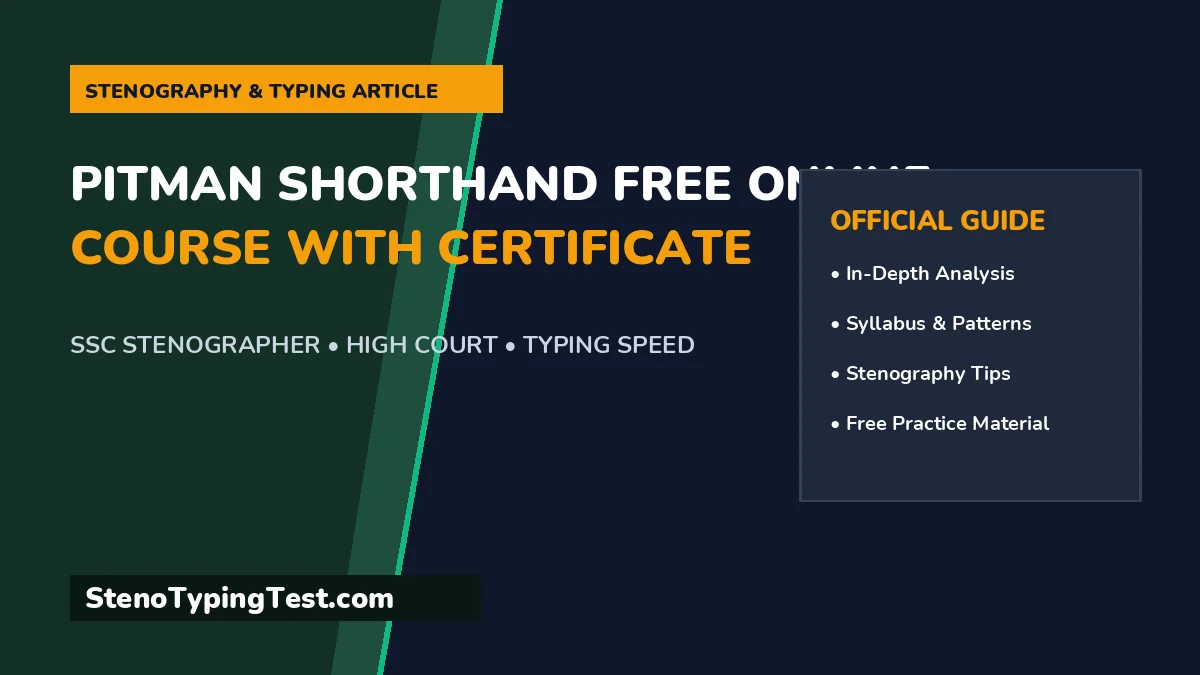 Pitman Shorthand Free Online Course with Certificate