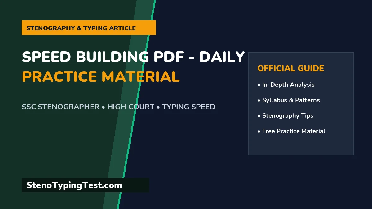 Speed Building PDF - Daily Practice Material