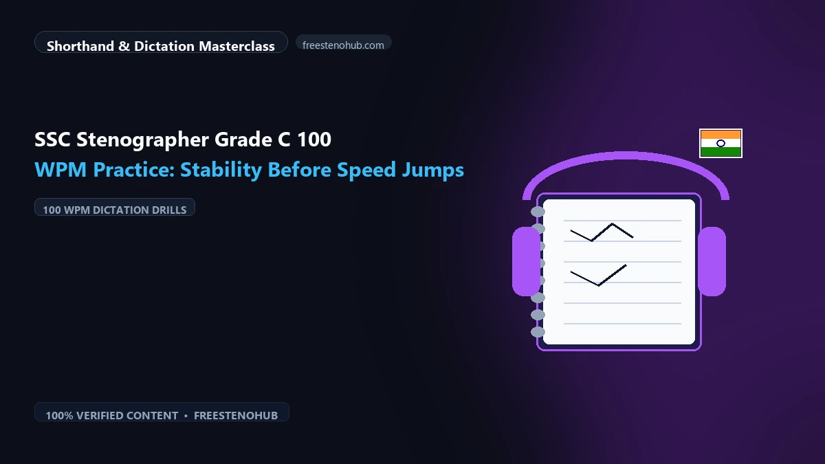 SSC Stenographer Grade C 100 WPM Practice: Stability Before Speed Jumps