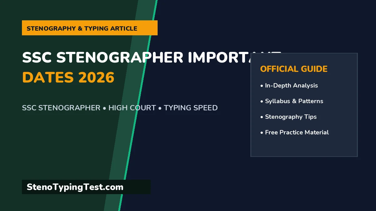 SSC Stenographer Important Dates 2026
