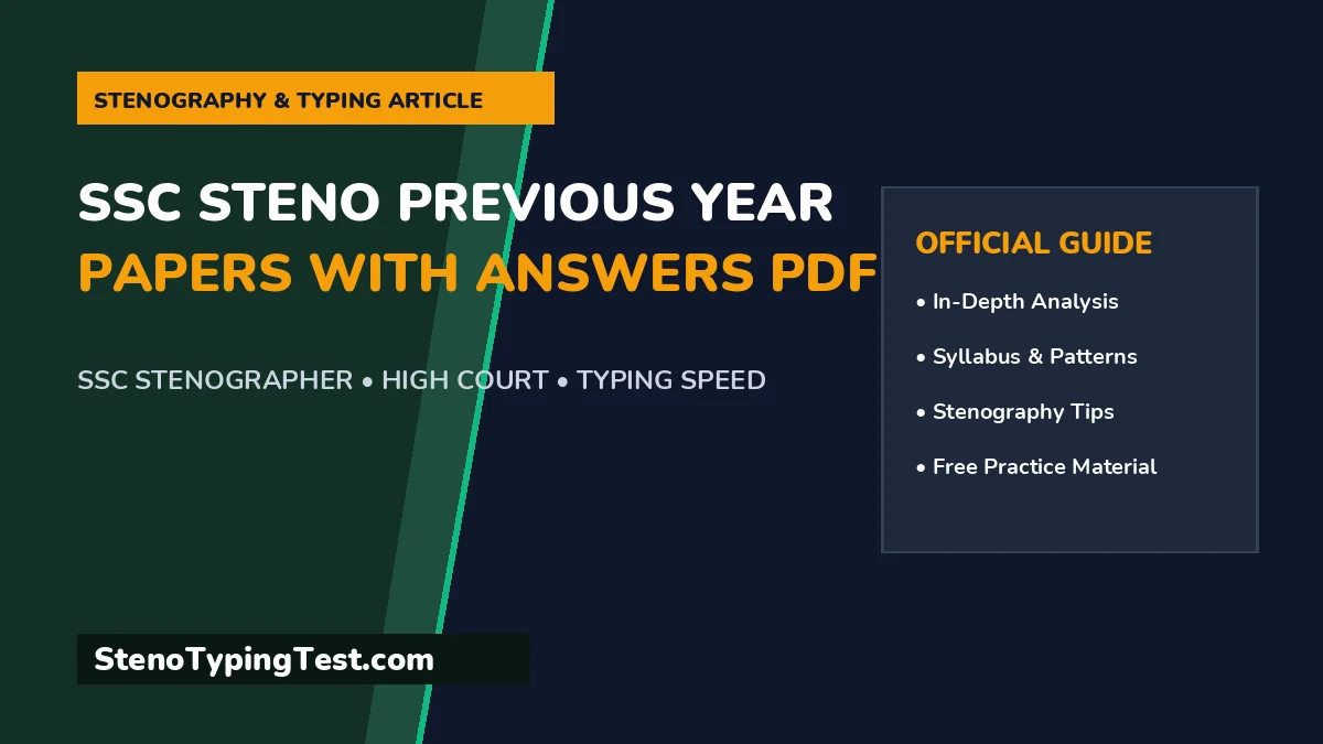 SSC Steno Previous Year Papers with Answers PDF