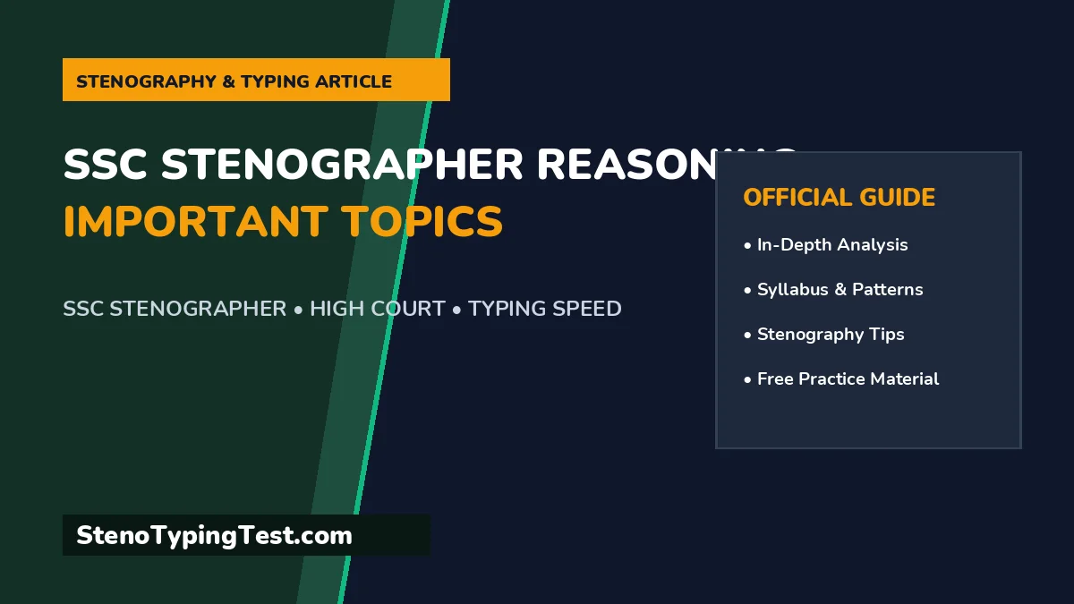 SSC Stenographer Reasoning - Important Topics