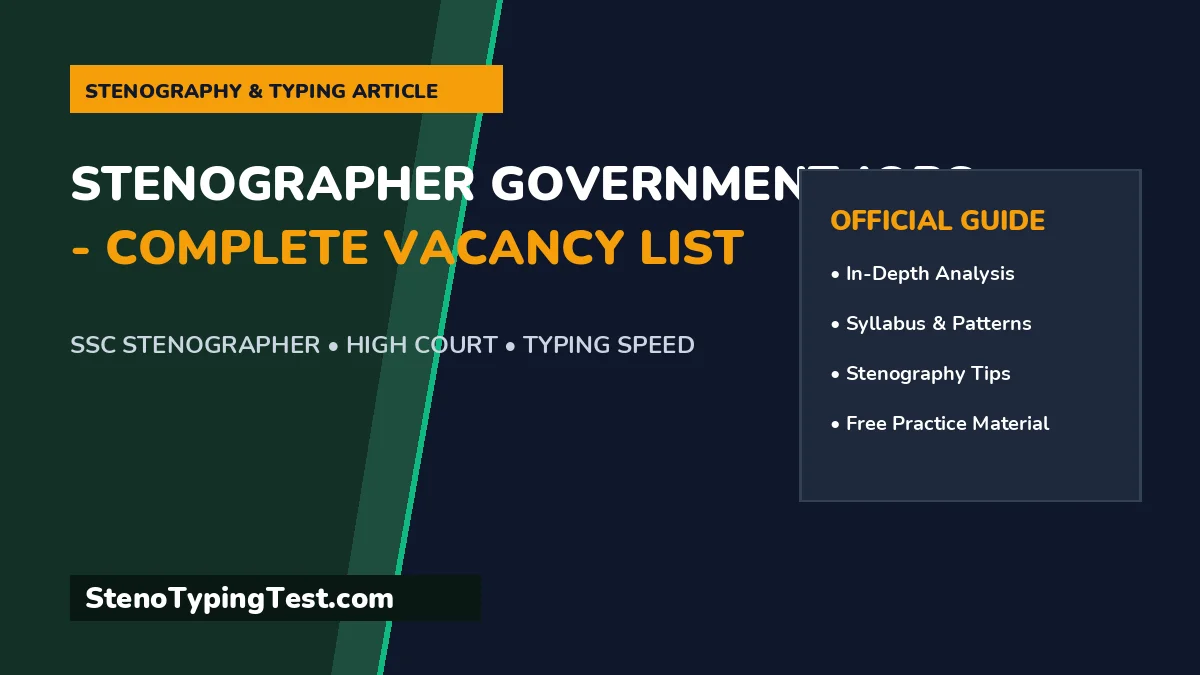 Stenographer Government Jobs - Complete Vacancy List